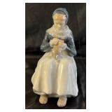 Royal Copenhagen Denmark Porcelain Sculpture "Amager Girl Knitting" #1317