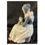 Royal Copenhagen Denmark Porcelain Sculpture "Amager Girl Knitting" #1317