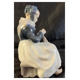 Royal Copenhagen Denmark Porcelain Sculpture "Amager Girl Knitting" #1317