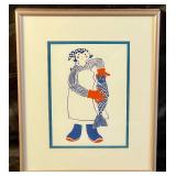 Rie Munoz "Fish Grader" Linocut Framed Print