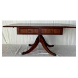 Two Drawer Claw Foot Drop Leaf Side Table