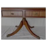 Two Drawer Claw Foot Drop Leaf Side Table