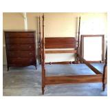 Kindel Bedroom Set - 4 Poster Full Bed, Dresser and Mirror