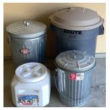 Trio of Trash Containers plus Kibble Storage