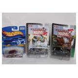 Set of 3 Die-Cast Collector Cars: Hot Wheels and Marvel