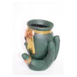 Unique Handcrafted Face and Hand Sculpture Vase