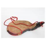 Vintage Leather Wine Bota with Red Trim