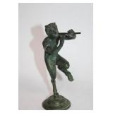 Pair of Decorative Metal Sculptures: Pan and Candle Holder Deer