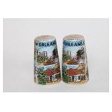 Pair of New Orleans Themed Ceramic Salt and Pepper Shakers