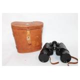 Vintage Binoculars with Leather Case and Compass Feature