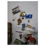 Vintage Wooden Jewelry Box with Miscellaneous Costume Jewelry Set