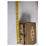 Vintage Wooden Jewelry Box with Miscellaneous Costume Jewelry Set