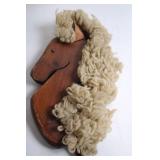 Vintage Wooden Hobby Horse Toy with Wool Mane