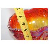 Set of 2 Vintage Decorative Glass Bowls - Carnival Glass and Clear Crystal