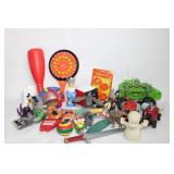Assorted Lot of Vintage Toys and Trinkets including Cars and Figures
