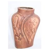 Handcrafted Terracotta Vase with Tribal Gecko Design