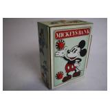 Vintage Mickey Mouse Tin Bank with Castle Design