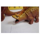 Set of 11 Vintage Plastic Dinosaur Figures with Vibrant Colors