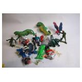 Collection of Vintage Action Figures and Dinosaur Toys
