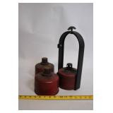 Antique Bolser Fire Extinguisher Set with Metal Holder