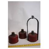 Antique Bolser Fire Extinguisher Set with Metal Holder