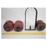 Antique Bolser Fire Extinguisher Set with Metal Holder