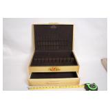 Vintage Hand-Painted Jewelry Box with Floral Design and White Handbag