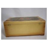 Vintage Hand-Painted Jewelry Box with Floral Design and White Handbag