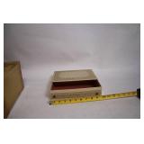 Vintage Hand-Painted Jewelry Box with Floral Design and White Handbag