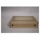 Vintage Hand-Painted Jewelry Box with Floral Design and White Handbag