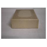 Vintage Hand-Painted Jewelry Box with Floral Design and White Handbag