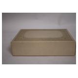 Vintage Hand-Painted Jewelry Box with Floral Design and White Handbag