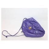 Vintage Purple Leather Crossbody Bag with Gold-Tone Clasp