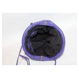 Vintage Purple Leather Crossbody Bag with Gold-Tone Clasp