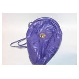 Vintage Purple Leather Crossbody Bag with Gold-Tone Clasp