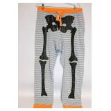 XL Gray Striped Pajama Pants with Skeleton Design