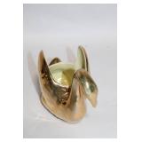 Set of Decorative Glassware: Gold Swan Dish, Cobalt Cube, and Tray