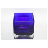 Set of Decorative Glassware: Gold Swan Dish, Cobalt Cube, and Tray