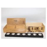 Set of Wooden Boxes and Candle Holder with Farmhouse Design