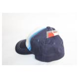 Blue and White Baseball Cap with Embroidered Lion Design