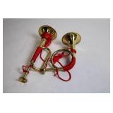 Pair of Decorative Brass Bugles with Red Cord