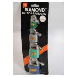 Set of 4 Diamond Padlocks with Keys