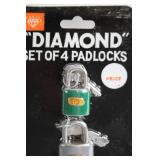 Set of 4 Diamond Padlocks with Keys