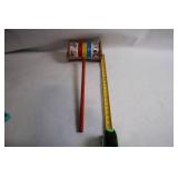 Vintage Tin Litho Pull Toy Roller with Handle