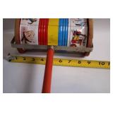 Vintage Tin Litho Pull Toy Roller with Handle