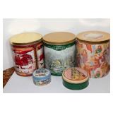 Vintage Tin Lot – 5 Tins, Including 3 Large Tins