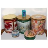 Vintage Tin Lot – 5 Tins, Including 3 Large Tins