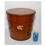 Vintage Wooden Barrel with Lid