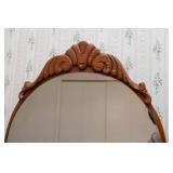 Antique Art Deco Wooden Vanity and Mirror with Burlwood Accents - 1930s