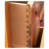 Antique Art Deco Wooden Vanity and Mirror with Burlwood Accents - 1930s